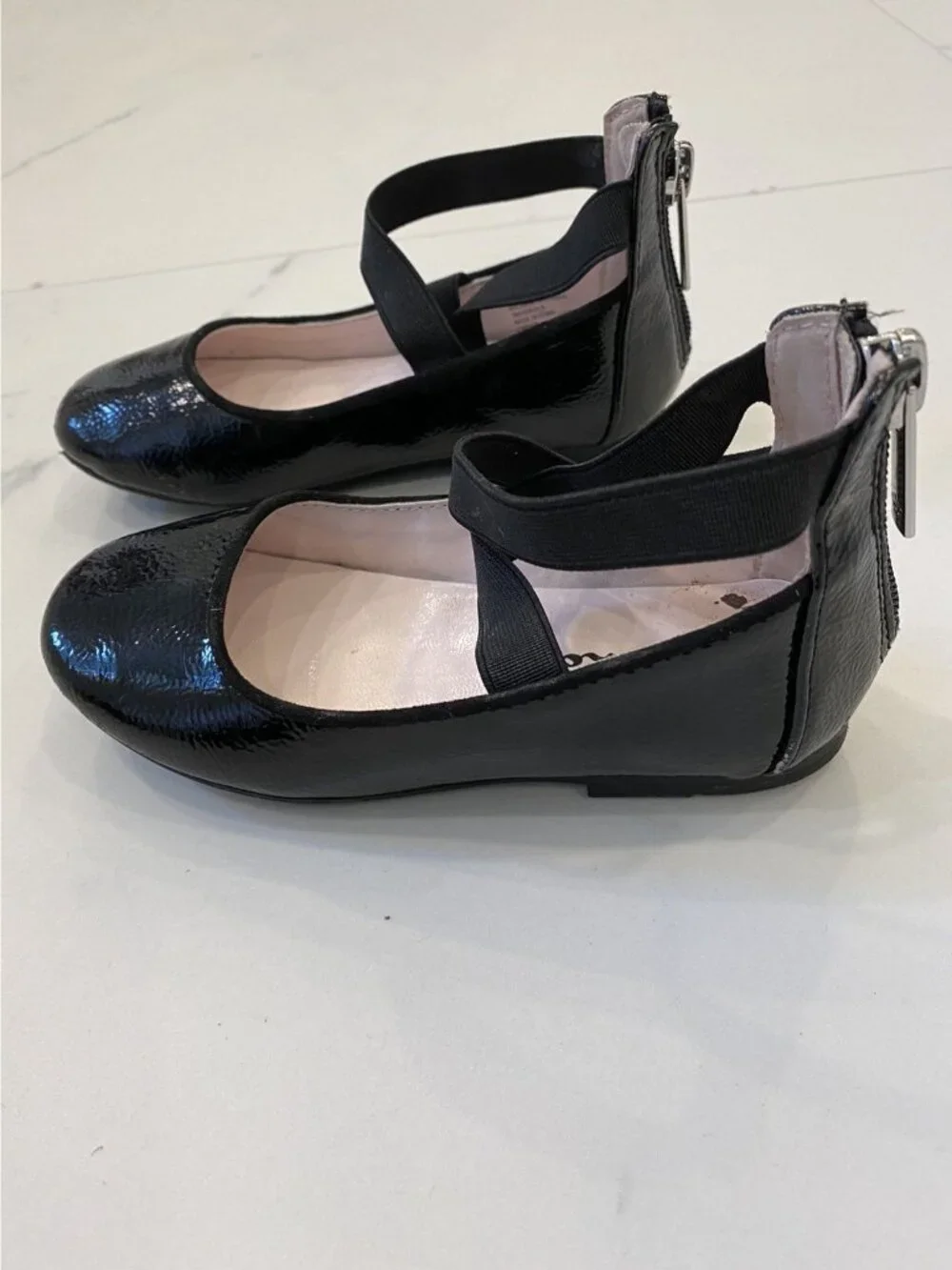 Nina Black Patent Flats with Criss Cross Straps